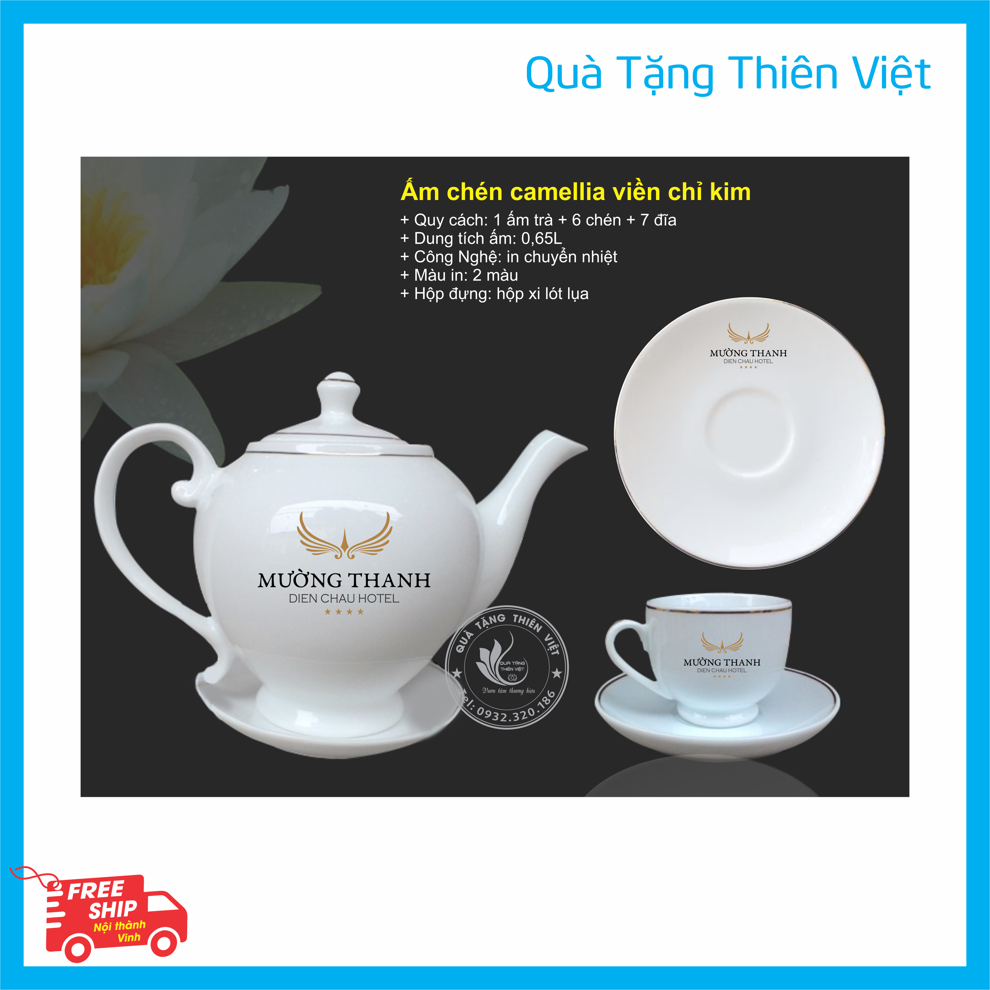 ấm chén Bát Tràng in logo tại Hà Tĩnh