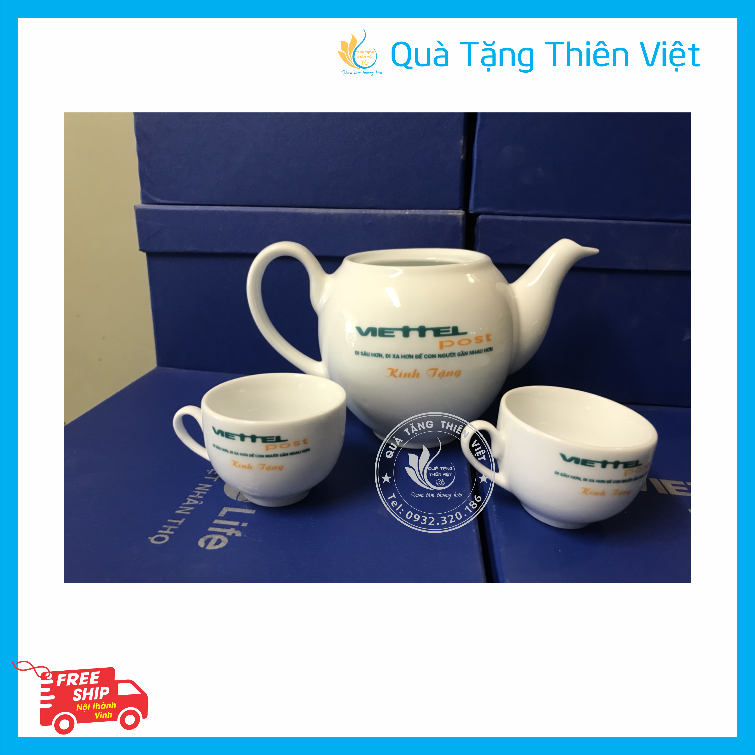 ấm chén Bát Tràng in logo tại Hà Tĩnh