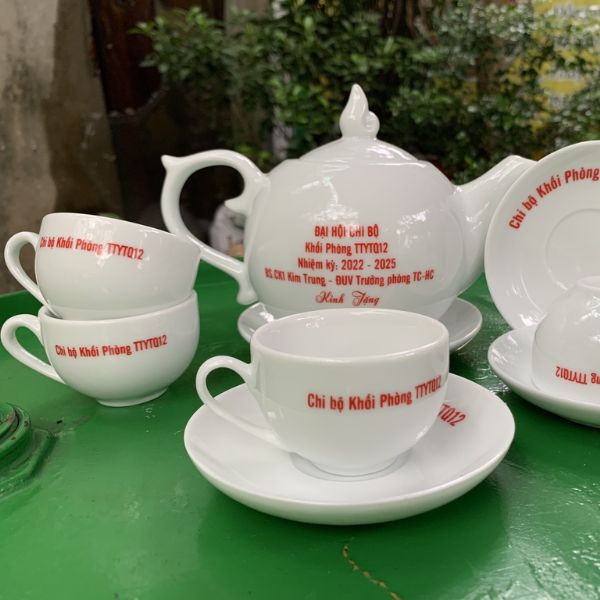 Bộ ấm chén in logo