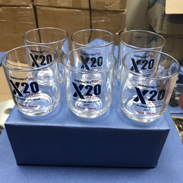 Cốc thủy tinh in logo