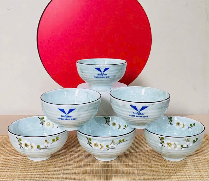 Bộ bát đĩa sứ in logo