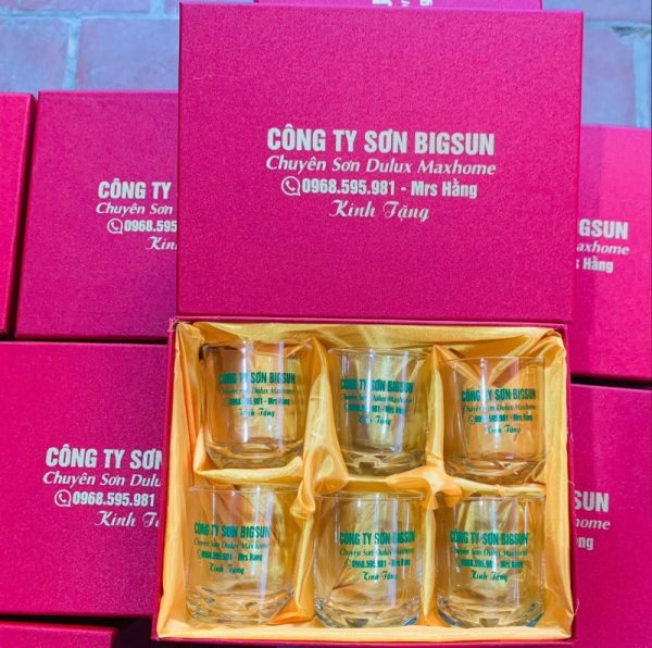 Bộ ly thủy tinh in logo