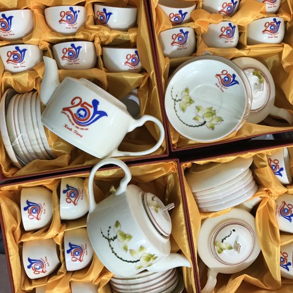 Bộ tách trà sứ in logo