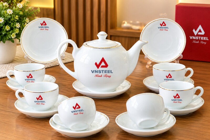 Chọn ấm chén in logo công ty theo từng mục đích tặng