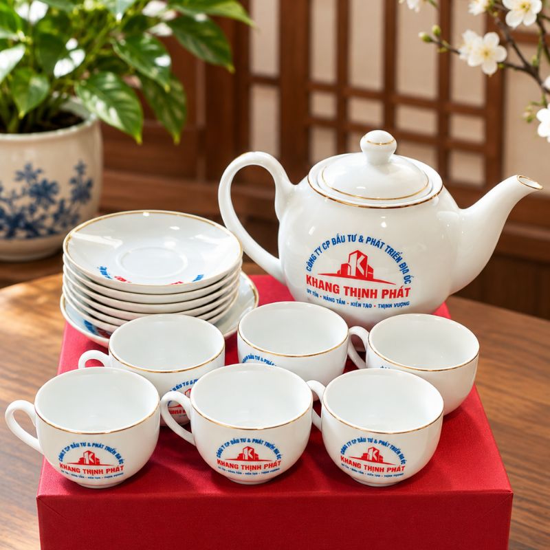 Cần lưu ý gì khi đặt ấm chén sứ in logo số lượng lớn